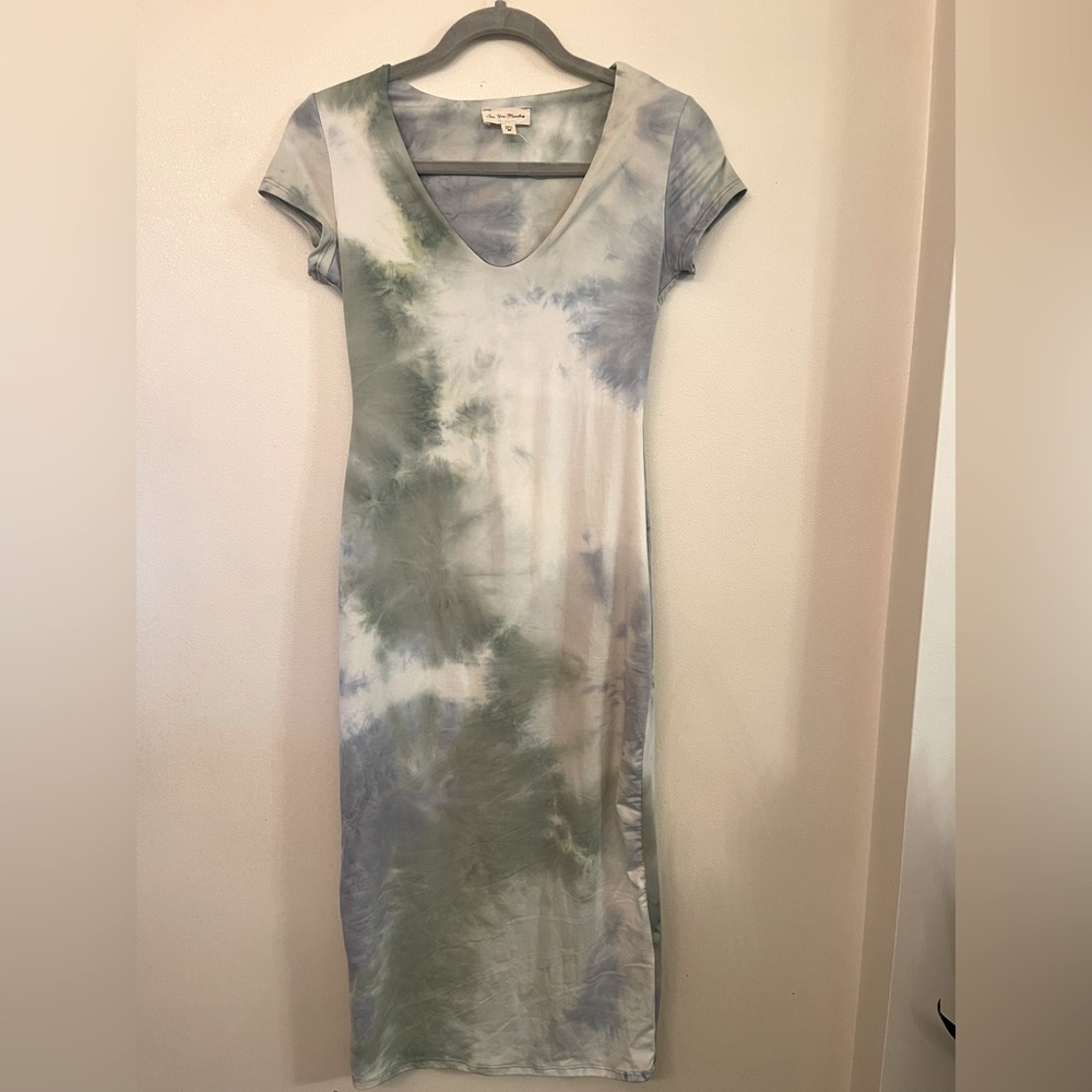 Cute white, green and blue tie dye dress